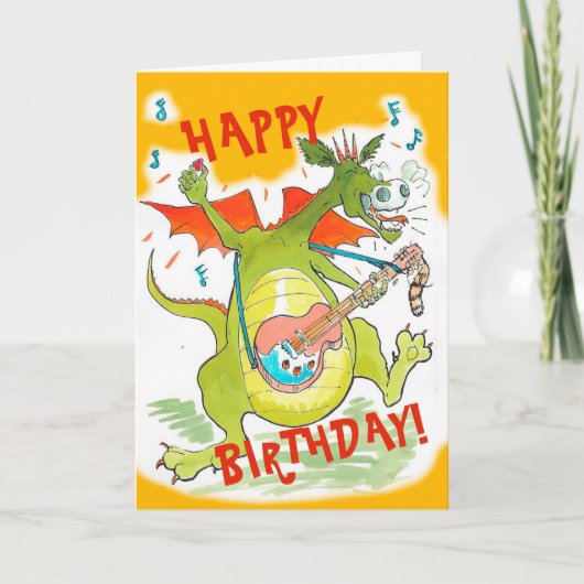 Carte Anniversaire du dragon rock star (Devant)
