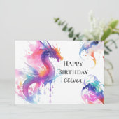 Carte Anniversaire du dragon sur mesure (Debout devant)