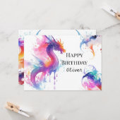 Carte Anniversaire du dragon sur mesure (Devant/Arrière en situation)