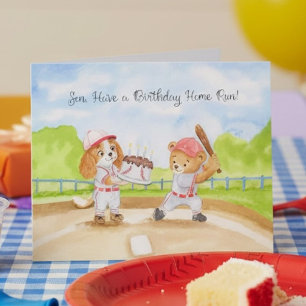 Carte Anniversaire du fils ours en peluche de baseball e