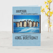 Carte Anniversaire du frère, Penguin nous tous (Fleur jaune)