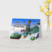 Carte Anniversaire du garçon afro-américain (Fleur jaune)