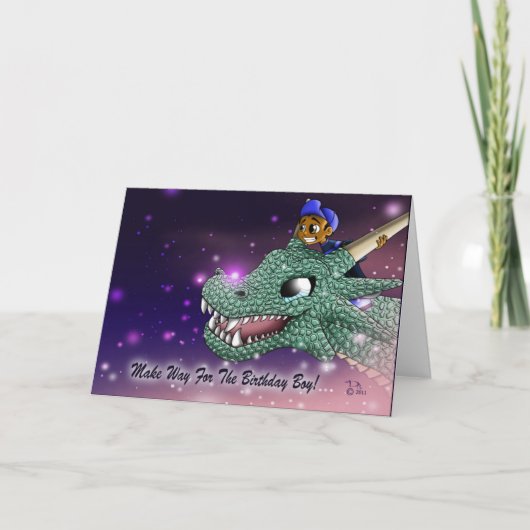 Carte Anniversaire du garçon et du dragon (Devant)