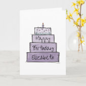 Carte Anniversaire du gâteau pourpre (Fleur jaune)