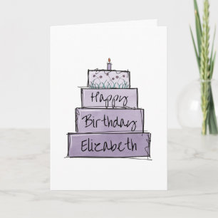 Carte Anniversaire du gâteau pourpre