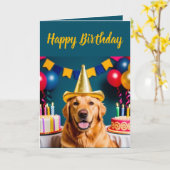 Carte Anniversaire du Golden Retriever (Fleur jaune)