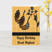 Carte Anniversaire du Grand Nephew avec Peacocks (Fleur jaune)