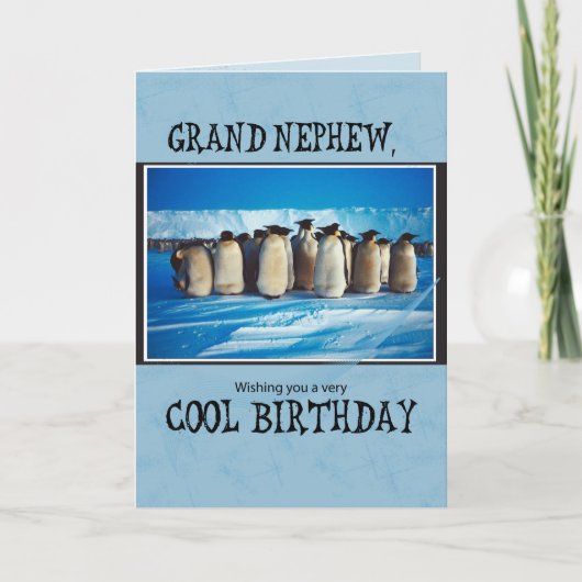 Carte Anniversaire du Grand Nephew, Penguins (Devant)