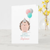 Carte Anniversaire du Hérisson mignon (Fleur jaune)