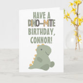 Carte Anniversaire du jeune enfant Dinosaur Vert (Fleur jaune)