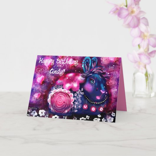 Carte Anniversaire du lapin géant (Orchidée)