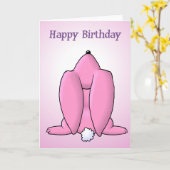 Carte Anniversaire du lapin rose (Fleur jaune)