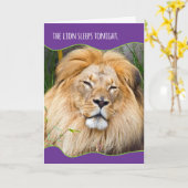 Carte Anniversaire du lion endormi (Fleur jaune)