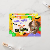 Carte Anniversaire du loup-garou d'Halloween (Devant/Arrière en situation)