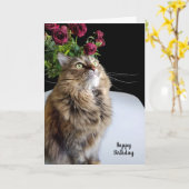 Carte Anniversaire du Maine Coon (Fleur jaune)