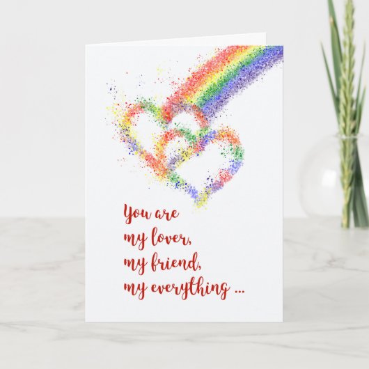 Carte Anniversaire du Mari Gay Beautiful Rainbow Hearts (Devant)