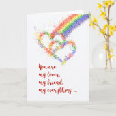 Carte Anniversaire du Mari Gay Beautiful Rainbow Hearts (Fleur jaune)