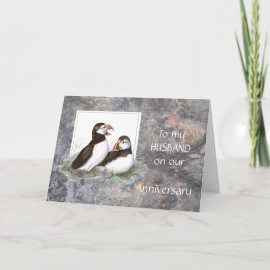 Carte Anniversaire du mari - Humour de Puffin (Devant)