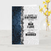 Carte Anniversaire du mari pour le mariage gay en bleu (Fleur jaune)