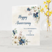 Carte Anniversaire du Mariage Blue Dad et StepMom (Fleur jaune)
