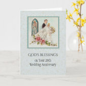 Carte Anniversaire du Mariage catholique Mariée et fille (Fleur jaune)