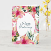 Carte Anniversaire du Mariage d'Hibiscus rose (Fleur jaune)