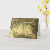 Carte Anniversaire du Mariage d'or du Coeur élégant (Fleur jaune)