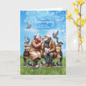 Carte Anniversaire du Mariage du conjoint sur banc (Fleur jaune)