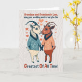 Carte Anniversaire du Mariage gai des chèvres du petit-f (Fleur jaune)