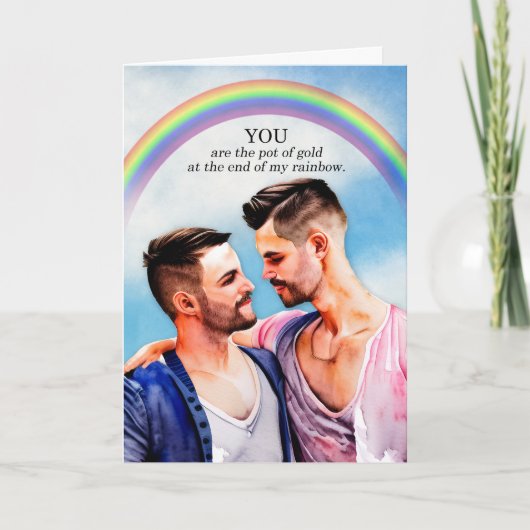Carte Anniversaire du Mariage gay Pot d'or arc-en-ciel (Devant)
