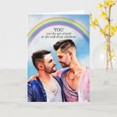 Carte Anniversaire du Mariage gay Pot d'or arc-en-ciel (Fleur jaune)