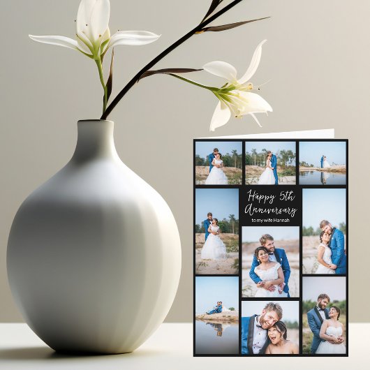 Carte Anniversaire du Mariage romantique Photo Collage n