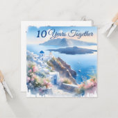 Carte Anniversaire du Mariage Santorini Aegan Dreamscape (Devant/Arrière en situation)