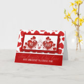 Carte Anniversaire du mariage Ses et Ses Coeurs rouges (Fleur jaune)