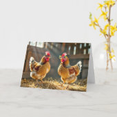 Carte Anniversaire du meilleur ami avec des poulets amus (Fleur jaune)