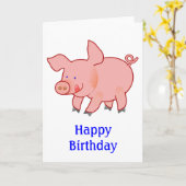 Carte Anniversaire du mignon petit cochon (Fleur jaune)