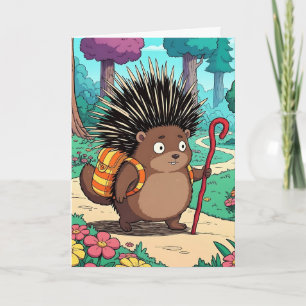 Carte Anniversaire du mignon Porcupine Son