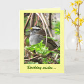Carte Anniversaire du moineau doux (Fleur jaune)