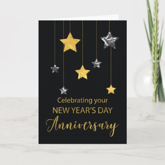 Carte Anniversaire du Nouvel An Star Shine Gold (Devant)