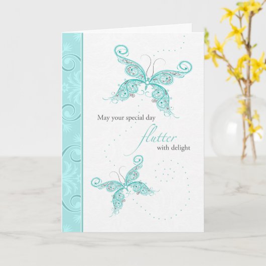 Carte Anniversaire du papillon (Fleur jaune)