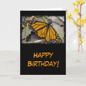 Carte Anniversaire du papillon Monarque (Fleur jaune)
