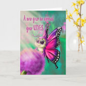 Carte Anniversaire du papillon mou (Fleur jaune)