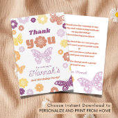 Carte Anniversaire du papillon rétro avec Merci de messa