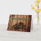 Carte Anniversaire du parrain, des outils et du bois (Fleur jaune)