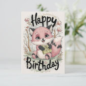 Carte Anniversaire du Pastel Fox de charme (Debout devant)