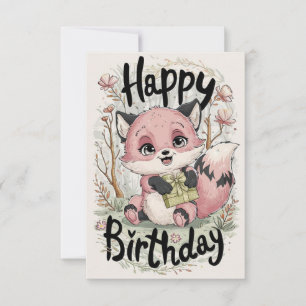 Carte Anniversaire du Pastel Fox de charme