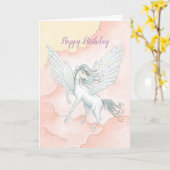 Carte Anniversaire du Pegasus volant (Fleur jaune)