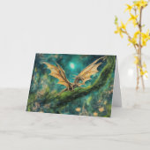 Carte Anniversaire du petit dragon Brown (Fleur jaune)