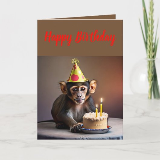 Carte Anniversaire du petit singe mignon (Devant)