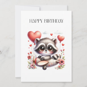 Carte Anniversaire du pilote raton laveur
